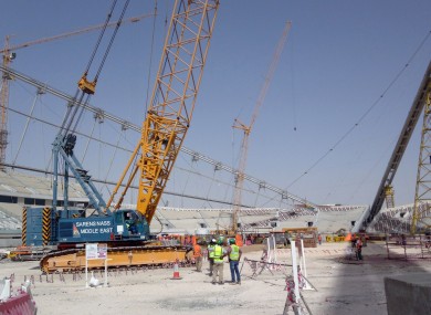 2014 file photo of work at the Khalifa International Stadium.