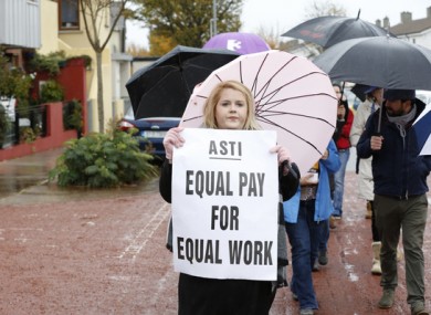 The picket line outside Pobalscoil Neasain Balydoyle during the recent teachers' strike