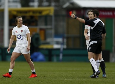 McLean is shown a red card by the referee on Saturday.