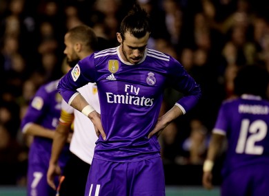 Gareth Bale can't hide his disappointment after Real Madrid's loss to Valencia.