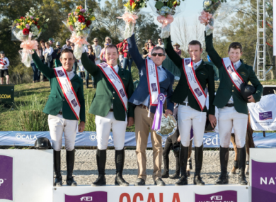 The Irish team (L-R): Kevin Babington, Cian O’Connor, Chef d’Equipe Michael Blake, Richie Moloney and Shane Sweetnam.