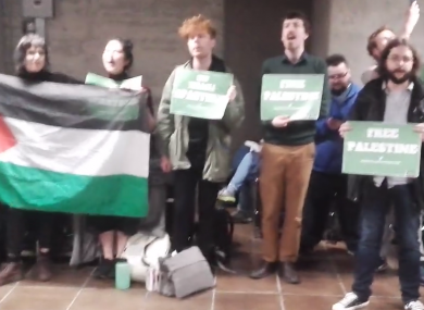 About 40 students protested in Trinity's arts block.