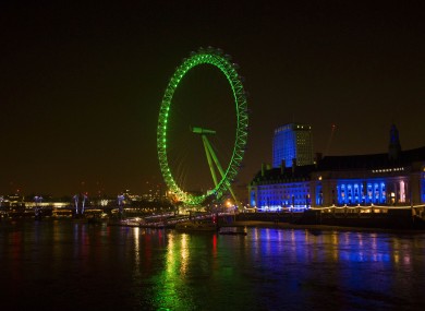 The London Eye is one of the landmarks going green again this year.