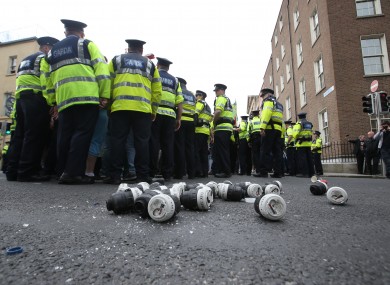 Water meters on the ground.