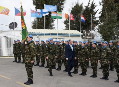 Junior Minister for Defence Paul Kehoe spends St Patrick's Day with troops on the Golan Heights.