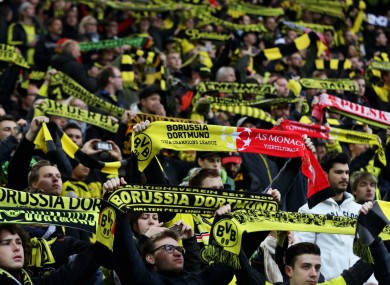 Borussia Dortmund fans ahead of the Champions League match against Monaco