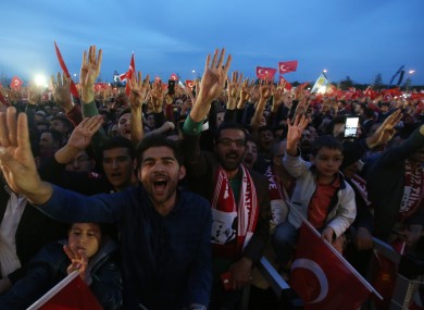 Erdogan supporters celebrating the referendum result.