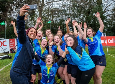 Spence takes a selfie with her DCU team at a recent 7s tournament.