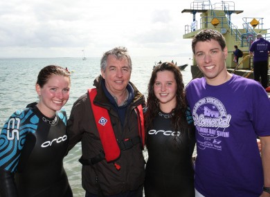 Fiona, Brian, Claire and Kevin Thornton after completing a swim.