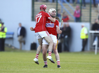 Rebel rising: Dalton and Lowney celebrate their dramatic win against Waterford.