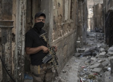 An Iraqi soldier in Mosul.