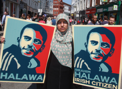 Fatima Halawa, Ibrahim Halawa's sister, pictured on Grafton Street in May 2016 on her brother's 1,000th day in prison.