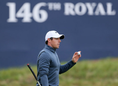 Rory McIlroy acknowledges the crowd at the 18th.
