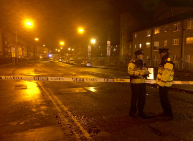 Gardaí at the scene of a gangland shooting last year.