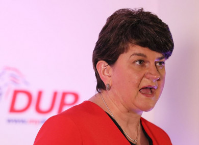 DUP leader Arlene Foster pictured in Belfast tonight