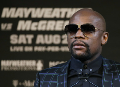 Floyd Mayweather Jr. speaks during a news conference on Wednesday.