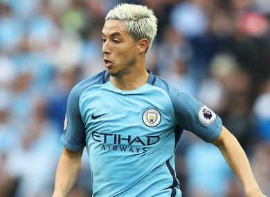 Samir Nasri playing for Manchester City.