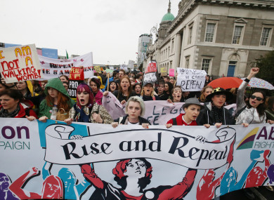 Last year's marchers pass the Customs House in Dublin. 