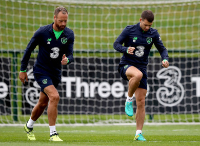Meyler and Hoolahan training this week.