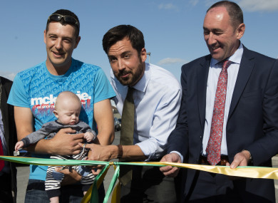 Housing Minister Eoghan Murphy, centre, launching a social housing development in Bagnelstown, Carlow in August. The Government target for new social builds in 2017 is 2,400 units.