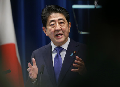 Japan's Prime Minister Shinzo Abe speaks during a press conference at the prime minister's official residence in Tokyo.