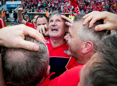 Kieran Kingston celebrates Cork's Munster final win.