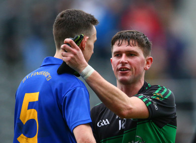 See you again: Nemo Rangers' Colin O'Brien and Colin Lyons of St. Finbarr's.