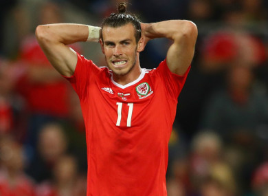 Gareth Bale reacts during a Wales match