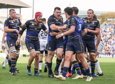 Leinster celebrate a big win at the RDS.