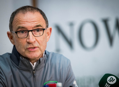 Martin O'Neill speaks at Monday's press conference.