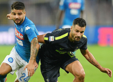 Lorenzo Insigne battles with Antonio Candreva