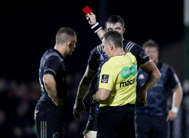 Conway hit Connacht's Jack Carty late.