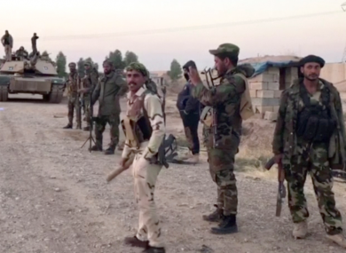An image from a video showing Iraqi soldiers in the Qatash area south of Kirkuk