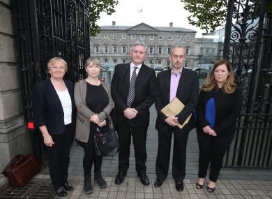 Left-right) Helen Grogan, Hazel Melbourne, Padraig kissane, Thomas Ryan and Niamh Byrne arrive at Leinster House in Dublin, to give evidence during the Oireachtas Finance Committee.