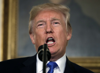 Trump speaks from the Diplomatic Reception Room of the White House.