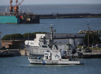 A view of the entrance of the naval base of the missing submarine ARA San Juan where family members of the missing vessel are gathering, in Mar del Plata, Argentina