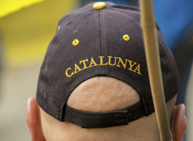 Pro-independence for Catalonia supporters demonstrate near the EU quarter in Brussels.