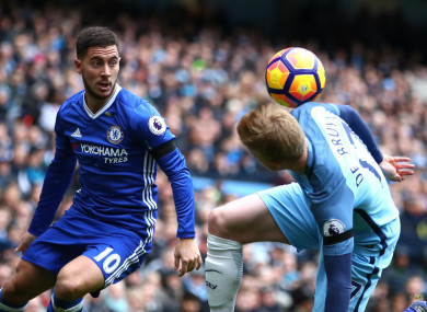 Eden Hazard and Kevin De Bruyne (file pic).