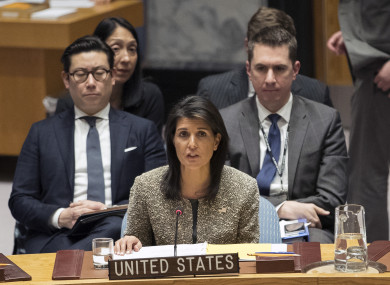 Nikki Haley, US ambassador to the United Nations, speaks during a Security Council meeting on the situation in North Korea