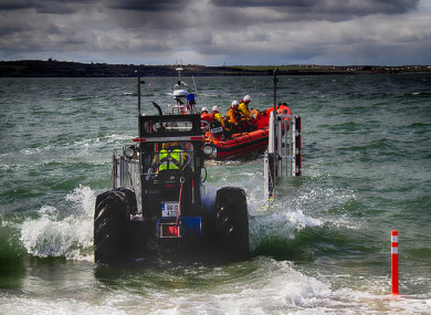 Skerries RNLI Launching their Atlantic 85 lifeboat.