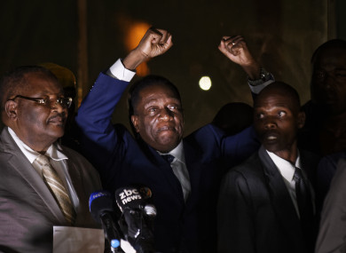 Emmerson Mnangagwa greets supporters