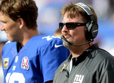 End of an era: Ben McAdoo, right, and Eli Manning.