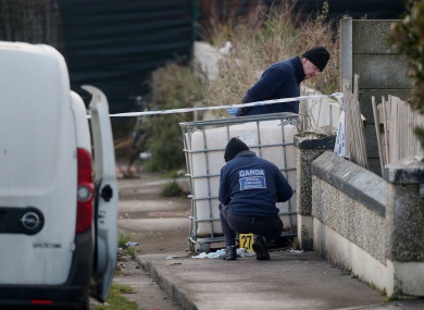 Gardaí at the scene of the shooting.