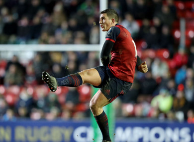 Munster's Ian Keatley kicks a late penalty.