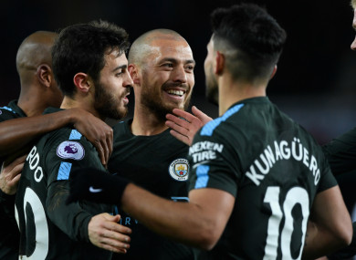 Manchester City celebrate their record-breaking victory