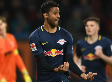 Marvin Compper celebrates a goal for RB Leipzig