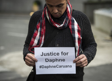 A vigil in memory Daphne Caruana Galizia in Brussels in October.
