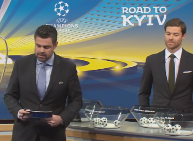 Pedro Pinto and Xabi Alonso during the draw.