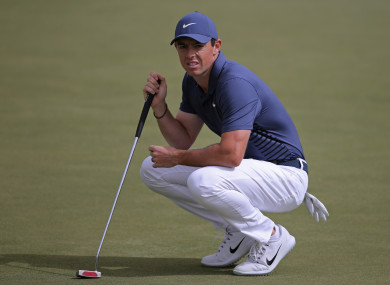 Northern Ireland's Rory McIlroy reacts on the 2nd hole during the final round of the Abu Dhabi Championship golf tournament.