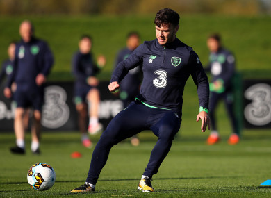 Scott Hogan in training with Ireland in October.